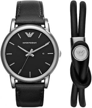 Emporio Armani Watch for Men, Quartz Three Hand Date Movement and 41mm Case Size with Stainless Steel or Leather Strap