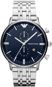 EMPORIO ARMANI Watch for Men, Quartz 2 sub dial Chronograph Movement and 42mm Case Size with Stainless Steel Strap