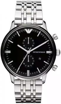 Emporio Armani Watch for Men, Quartz 2 sub dial Chronograph Movement and 43mm Case Size with Stainless Steel Strap