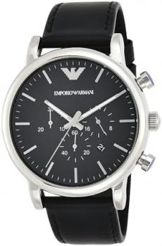 Emporio Armani Watch for Men, Quartz Chronograph Movement and 46mm Case Size with Leather or Silicone Strap