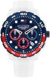 Tommy Hilfiger Chronograph Quartz Watch with Calendar for Men with Silicone Bracelet – Available in White, Blue, Black, Orange or Yellow