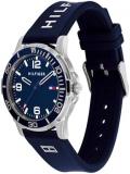 Tommy Hilfiger Boys Watch with Blue Dial, Blue Silicone Strap, 34mm Stainless Steel Case, Aluminium Bezel, 3 Hand Quartz Movement, 5 ATM Water Resistance - 1720016