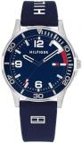 Tommy Hilfiger Boys Watch with Blue Dial, Blue Silicone Strap, 34mm Stainless Steel Case, Aluminium Bezel, 3 Hand Quartz Movement, 5 ATM Water Resistance - 1720016