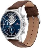 Tommy Hilfiger Analogue Multifunction Quartz Watch for Men with Skeleton Subdial and Stainless Steel Bracelet or Leather Strap