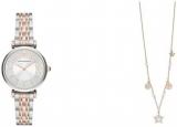 Emporio Armani Women's Two-Tone Stainless Steel Watch and Rose Gold-Tone Brass Necklace, Set