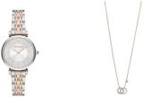 Emporio Armani Women's Two-Tone Stainless Steel Watch and Necklace, Set