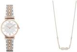 EMPORIO ARMANI Women's Two-Tone Stainless Steel Watch and Rose Gold- Tone Brass Necklace, Set