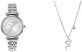 EMPORIO ARMANI Women's Silver-Tone Stainless Steel Watch and Necklace, Set