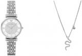 Emporio Armani Women's Silver-Tone Stainless Steel Watch and Necklace, Set