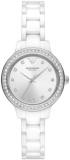 Emporio Armani Women's Watch Three-Hand, Silver and White Ceramic, AR70013