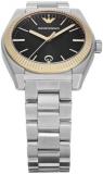 Emporio Armani Watch for Men, Quartz Three Hand Date Movement and 41mm Case Size with Stainless Steel or Leather Strap