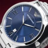 Emporio Armani Watch for Men, Quartz Three Hand Date Movement and 43mm Case Size with Stainless Steel Strap