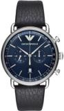 Emporio Armani Watch for Men, Quartz 2 sub dial Chronograph Movement and 43mm Case Size with Leather Strap