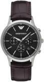 Emporio Armani Watch for Men, Quartz 3 sub dial Chronograph Movement and 43mm Case Size with Leather Strap