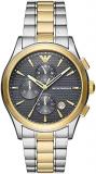 Emporio Armani Watch for Men, Quartz 3 sub dial Chronograph Movement and 42mm Case Size with Stainless Steel Strap