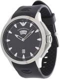 Emporio Armani Men's AR0631 Black Rubber Quartz Watch with Black Dial