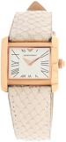 Emporio Armani AR5697 Beige Leather Strap Wrist Watch, Strap