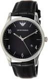 Emporio Armani Men's Quartz Watch with Black Dial Analogue Display and Black Leather Bracelet AR1865