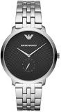Emporio Armani Modern Slim Analogue Quartz Watch with Black dial and Silver Tone Stainless Steel Strap for menAR11161I