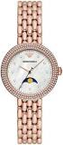 Emporio Armani Watch for Women, Moonphase Movement, 32 mm Rose Gold Stainless Steel Case with a Stainless Steel Strap, AR11462