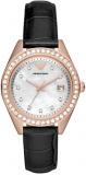 Emporio Armani Watch for Women , Three Hand movement, 36MM Black Recycled Stainless Steel (At Least 50%) case with a Leather strap, AR11505