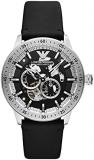 Emporio Armani Watch for Men, Automatic Movement, 43 mm Silver Stainless Steel Case with a Leather Strap, AR60051