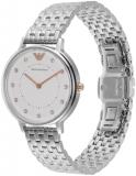 Emporio Armani Watch for Women, 32mm Two Hand Quartz Movement with Silver Tone Stainless Steel Strap