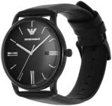 Emporio Armani Watch for Men, Quartz Three Hand Date Movement and 42mm Case Size with Leather Strap