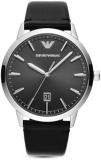 Emporio Armani Watch for Men, Quartz Three Hand Date Movement and 43mm Case Size with Leather Strap
