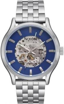 NIXON Spectra A1323-100M Water Resistant Unisex Automatic Fashion Watch (40mm Watch Face, 20mm-18mm Stainless Steel Band), Navy Sunray / Silver, One Size, Spectra