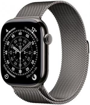 Apple Watch Series 11 GPS + Cellular 46mm Smartwatch with Slate Titanium Case with Slate Milanese Loop S/M. Sleep Score, Fitness Tracker, Health Monitoring, Always-On Display, Water Resistant