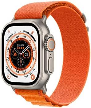 Apple Watch Ultra (GPS + Cellular, 49mm) Titanium Case with Orange Alpine Loop - Large(Renewed)