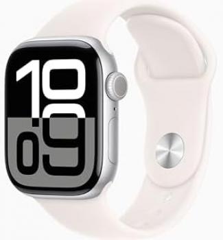 Apple Watch Series 10 [GPS + Cellular, 46mm] - Silver Aluminum Case with Light Blush Sport Band, S/M (Renewed)