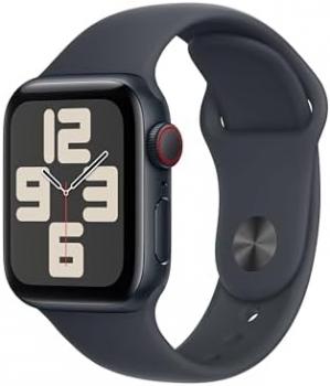 Apple Watch SE (2nd Gen) [GPS + Cellular, 40mm] - Midnight Aluminum Case with Midnight Sport Band, ML (Renewed)
