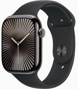 Apple Watch Series 10 [GPS + Cellular, 46mm] - Slate Titanium Case with Black Sport Band, S/M (Renewed)