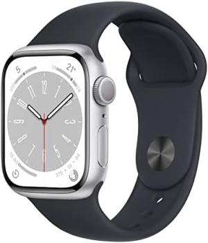 Apple Watch Series 8 (GPS, 41MM) - Silver Aluminum Case with Midnight Sport Band (Renewed)