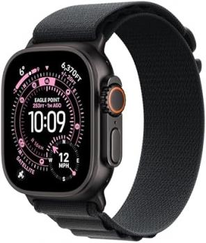 Apple Watch Ultra 3 GPS + Cellular 49mm Premium Running and Multisport Smartwatch with Rugged Black Titanium Case with Black Alpine Loop - Small. Advanced Health and Fitness Tracking