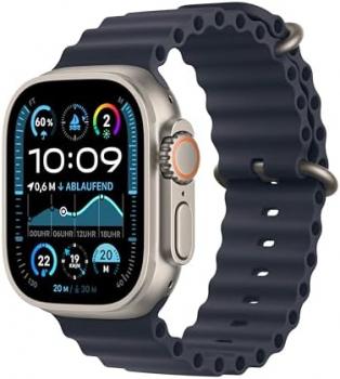 Apple Watch Ultra 2 [GPS + Cellular, 49 mm] Natural Titanium Case with Navy Alpine Loop, One Size (Renewed)