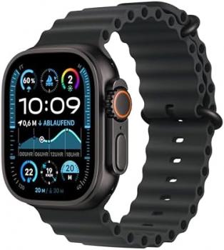 Apple Watch Ultra 2 [GPS + Celular, 49mm] Titanium Case with Black Ocean Band, One Size (Renewed)