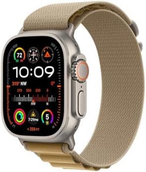 Apple Watch Ultra 2 GPS + Cellular 49mm Smartwatch, Sports Watch with Natural Rugged Titanium Case with Tan Alpine Loop - S. Fitness Tracker, Precision GPS, Extra-Long Battery Life,Carbon Neutral
