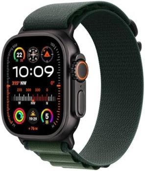 Apple Watch Ultra 2 [GPS + Cellular 49 mm] Titanium Case with Alpine Loop/Dark Green, M (Renewed)