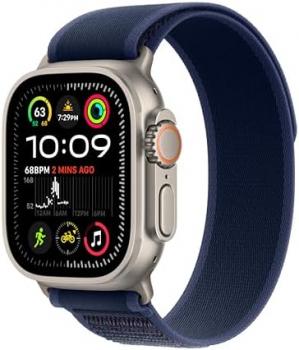 Apple Watch Ultra 2 GPS + Cellular 49mm Smartwatch, Sports Watch with Natural Rugged Titanium Case with Blue Trail Loop - S/M. Fitness Tracker, Precision GPS, Extra-Long Battery Life, Carbon Neutral