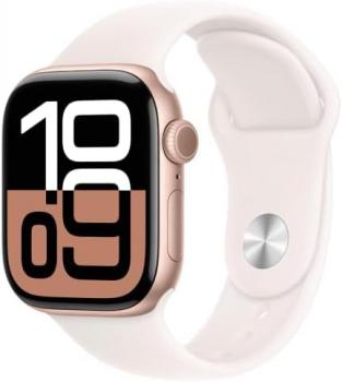 Apple Watch Series 10 [GPS, 46mm] - Rose Gold Aluminium Case with Light Blush Sport Band, One Size (Renewed)