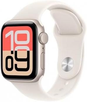 Apple Watch SE 3 GPS 40mm Smartwatch with Starlight Aluminium Case with Starlight Sport Band S/M. Fitness and Sleep Trackers, Heart Rate Monitor, Always-On Display, Water Resistant