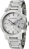 Burberry Men Unisex Women Watch The City Luxury Round Stainless Steel Chronograph Silver Date Dial 42mm BU9350, Silver, Chronograph