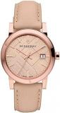 BURBERRY BU9014 Mens Grey Leather Strap Wrist Watch, Strap