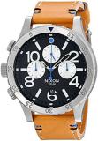 NIXON Men's 48-20 Gun Rose Stainless Steel Chronograph Watch with Leather Band