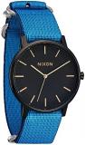 Nixon NATO BA004-3391-00 Recycled Plastic Watch Strap with Stainless Steel Buckle and Fittings 20 mm, Navy blue/blue, 20mm
