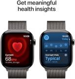 Apple Watch Series 11 GPS + Cellular 46mm Smartwatch with Slate Titanium Case with Slate Milanese Loop S/M. Sleep Score, Fitness Tracker, Health Monitoring, Always-On Display, Water Resistant