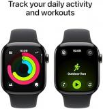 Apple Watch Series 11 GPS + Cellular 42mm Smartwatch with Slate Titanium Case with Black Sport Band M/L. Sleep Score, Fitness Tracker, Health Monitoring, Always-On Display, Water Resistant